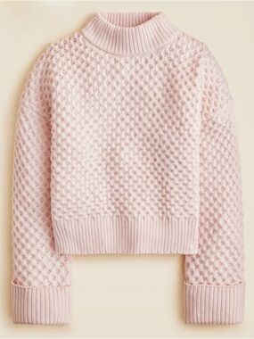 New! J. Crew Pale Pink Honeycomb mockneck sweater in wool blend